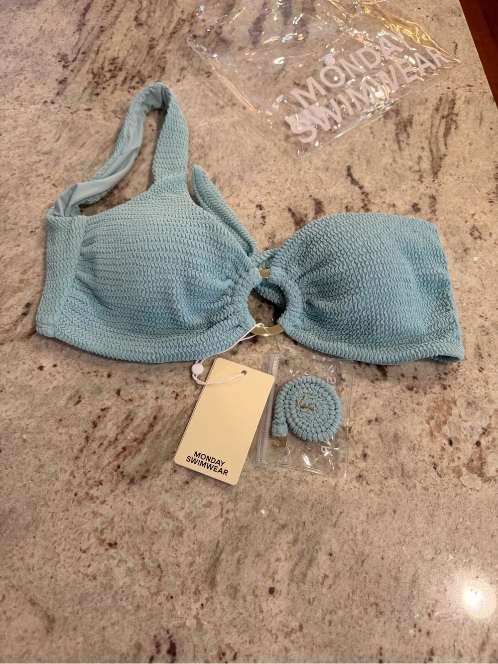 Monday Swimwear Seafoam One-Shoulder Ring Bikini Set